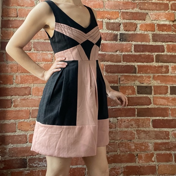 Sleeveless pink/gray A-line spring dress - Picture 9 of 13